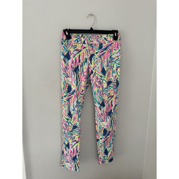 Lilly Pulitzer Kelly Textured Ankle Length Skinny Pant Indigo Palm Reader SZ 2 - Picture 1 of 7